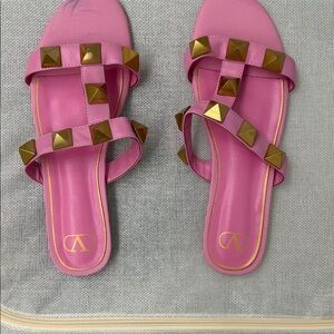 Pink and Gold Studded Sandals